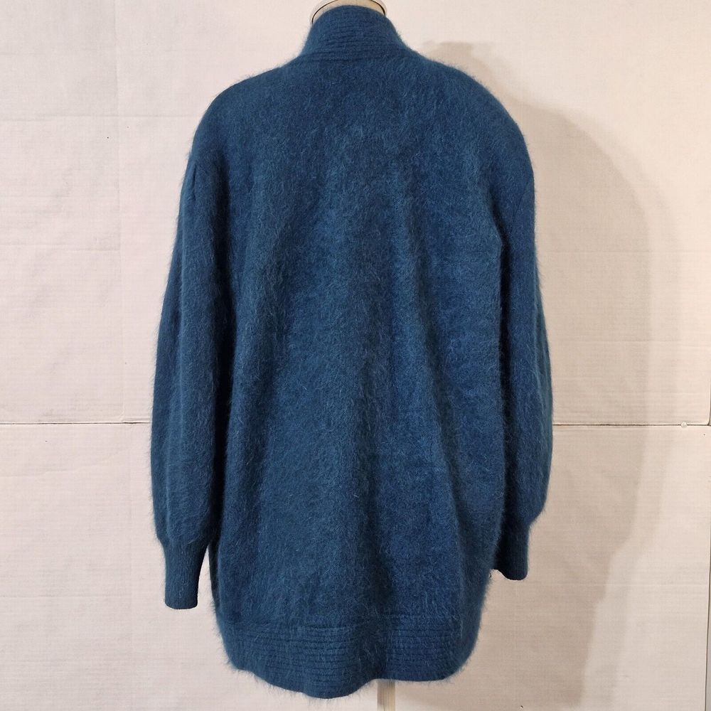 Jamie Teal Blue Angora Open-Front‎ Long-sleeve Cardigan/Sweater Medium - Picture 13 of 16